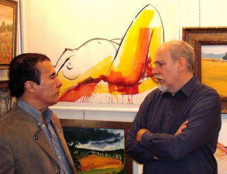Der brasilianische Botschafter Eduardo Roxo im Gespräch mit dem Galeristen Pierre Eugene Art+europe aus Paris